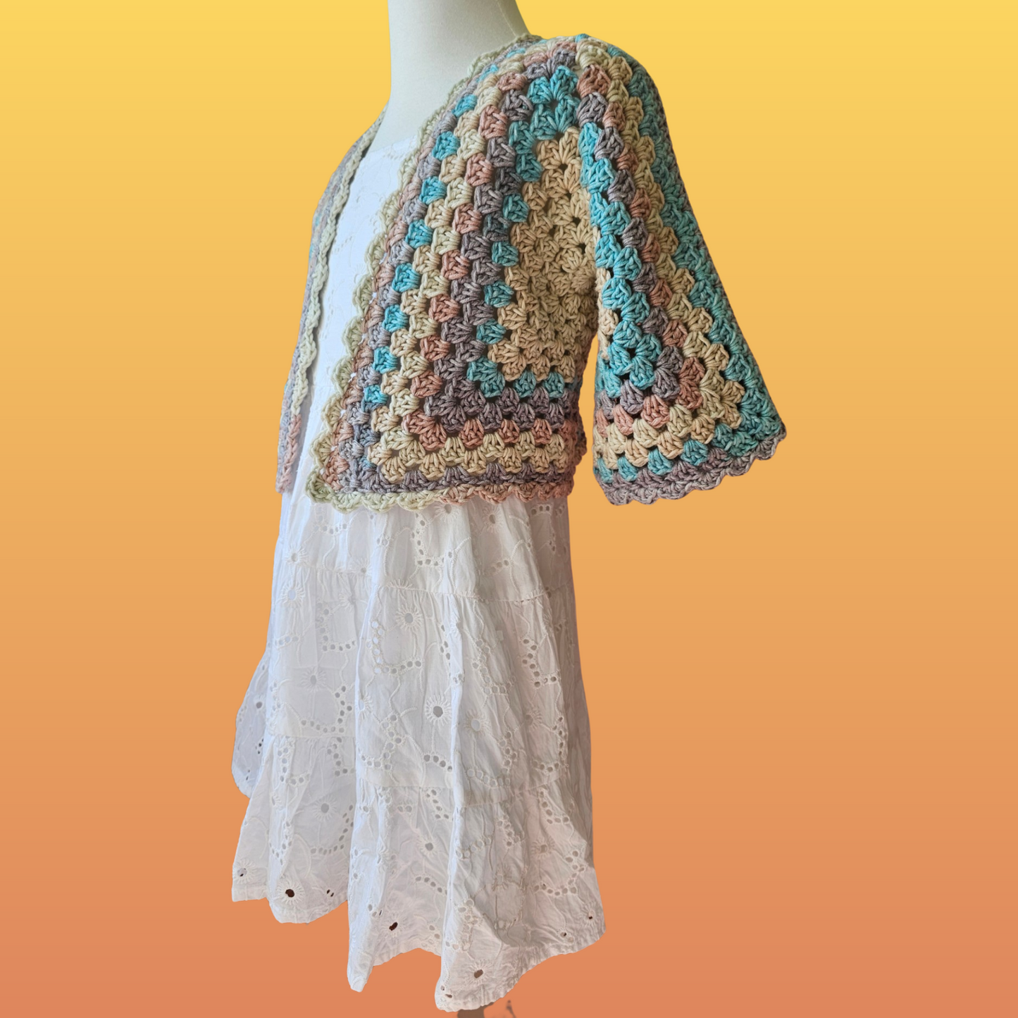 Capri Kids 3/4 Sleeve Hexagon Cardigan