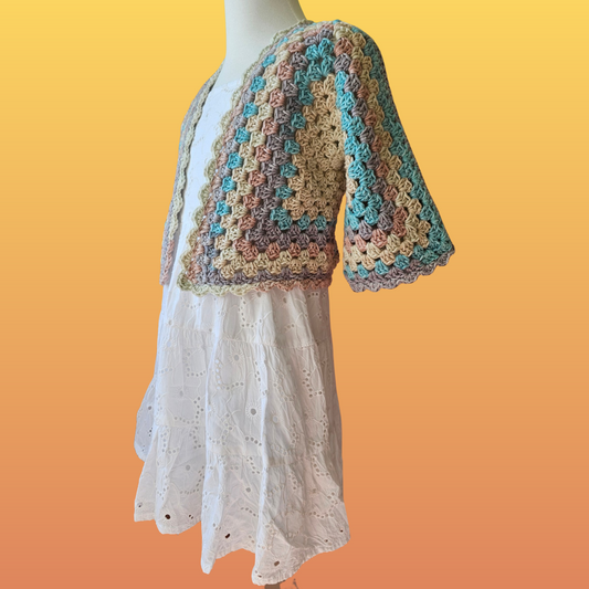 Capri Kids 3/4 Sleeve Hexagon Cardigan