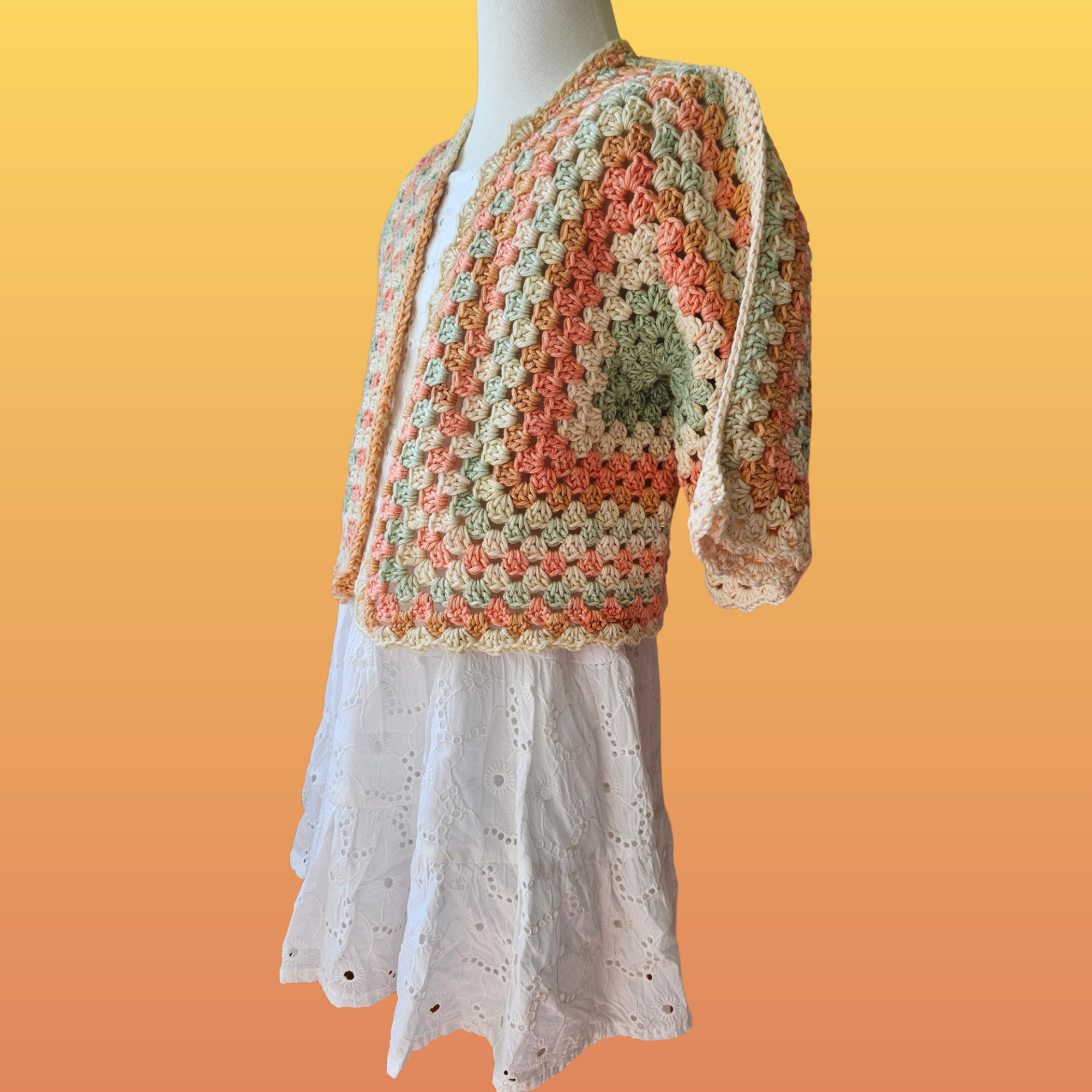 Honey Kids 3/4 Sleeve Hexagon Cardigan