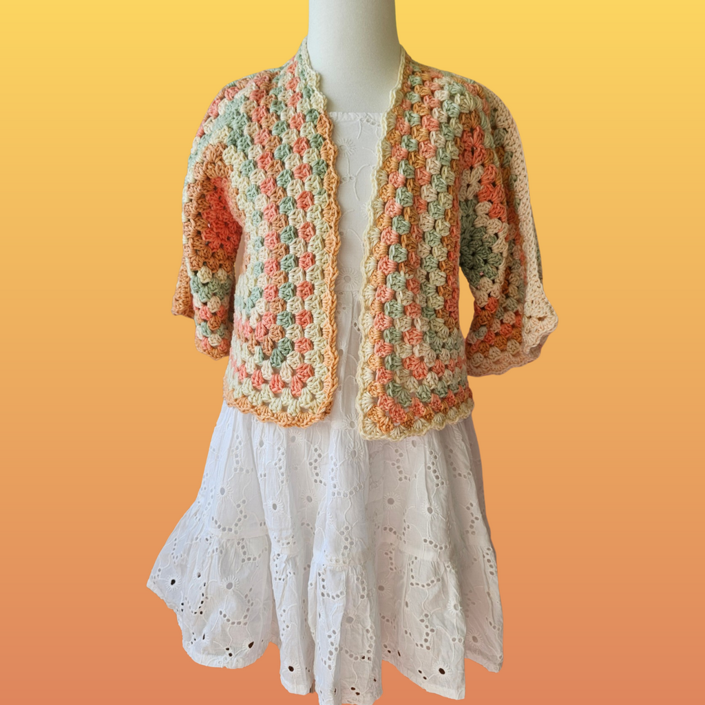 Honey Kids 3/4 Sleeve Hexagon Cardigan