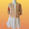 Honey Kids 3/4 Sleeve Hexagon Cardigan