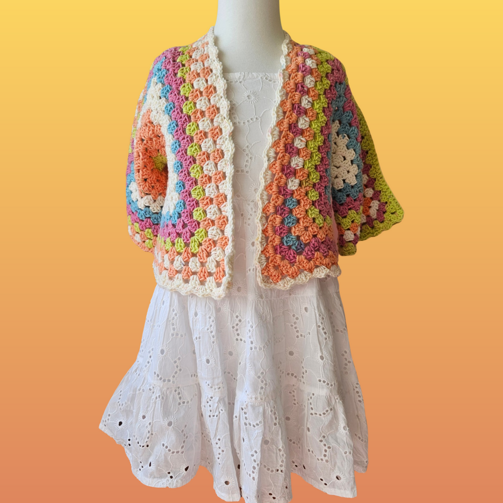 Koa 3/4 Sleeve Hexagon Cardigan