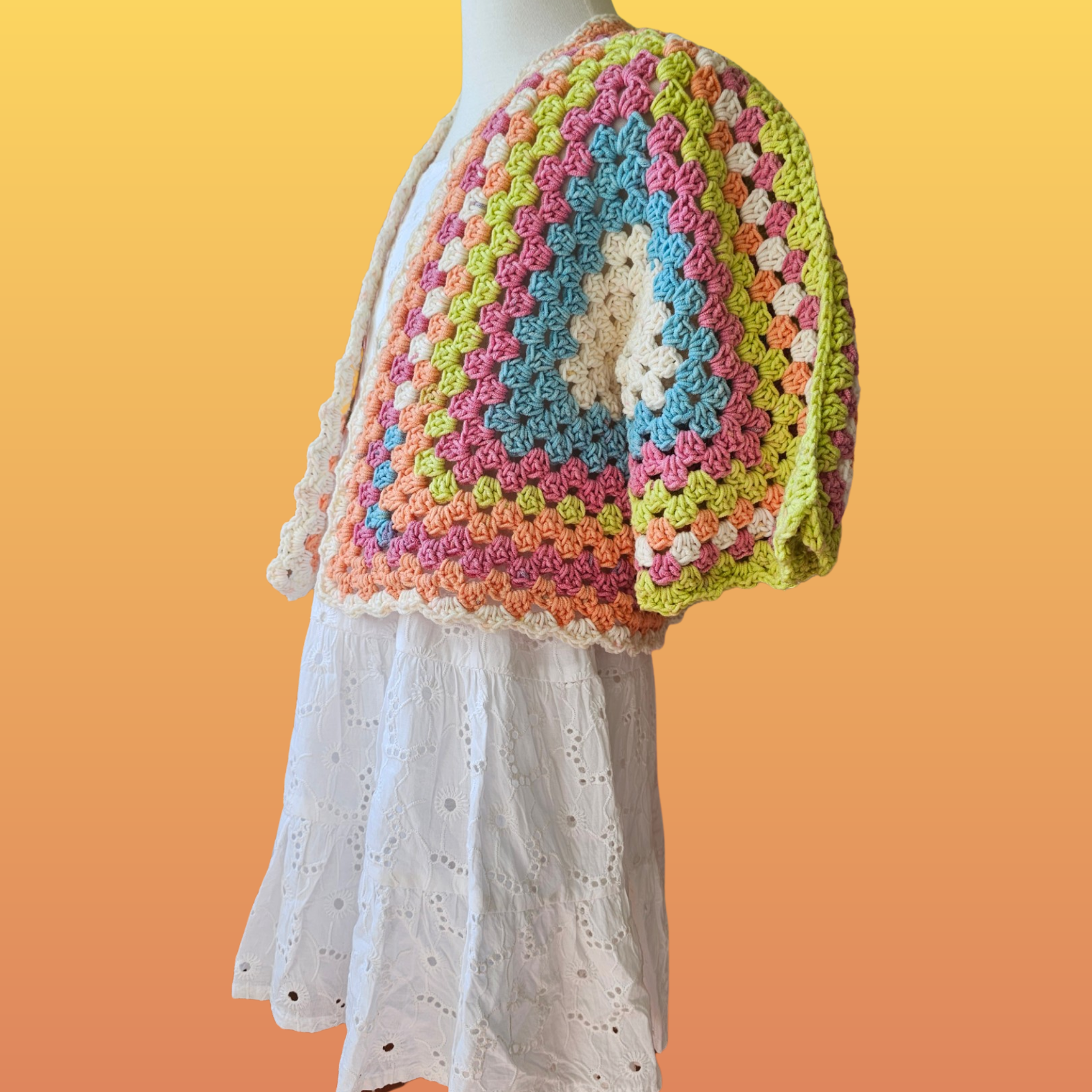 Koa 3/4 Sleeve Hexagon Cardigan