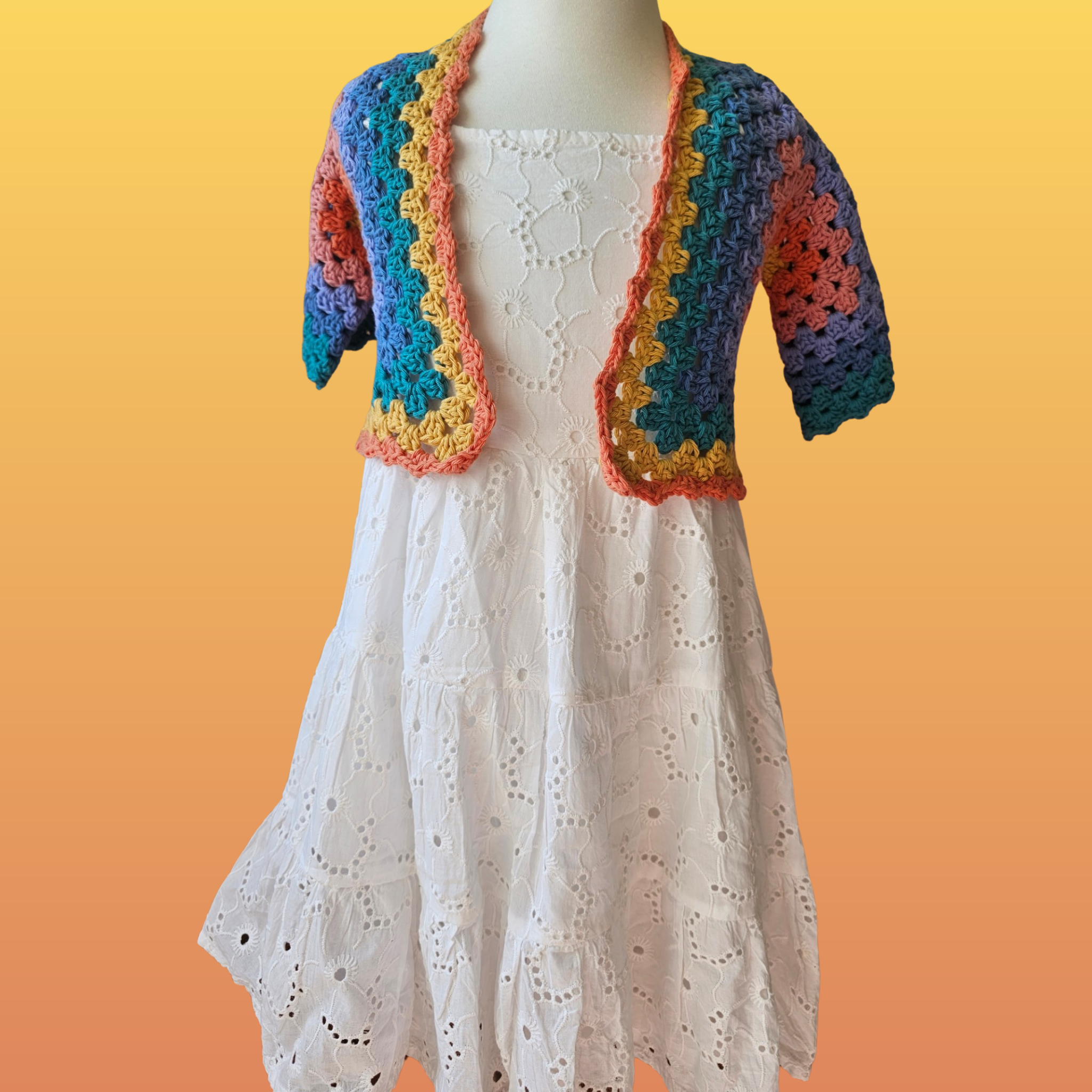 Jemima Kids 3/4 Sleeve Hexagon Cardigan
