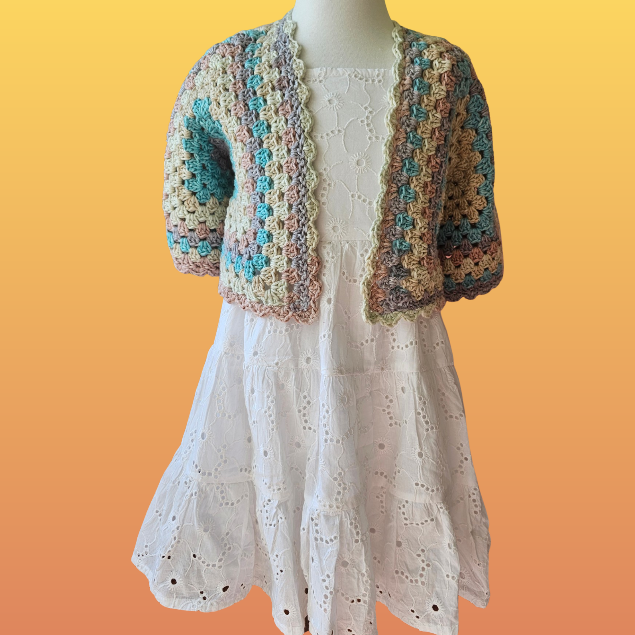 Capri Kids 3/4 Sleeve Hexagon Cardigan