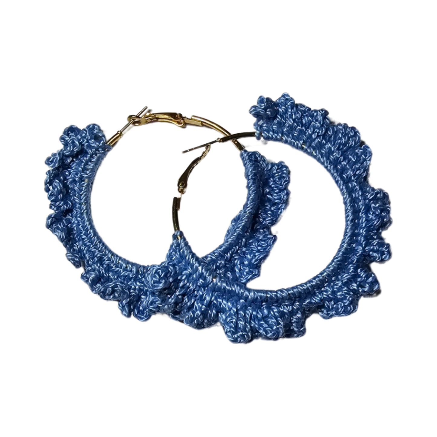Blue Hoop Crochet Earring
