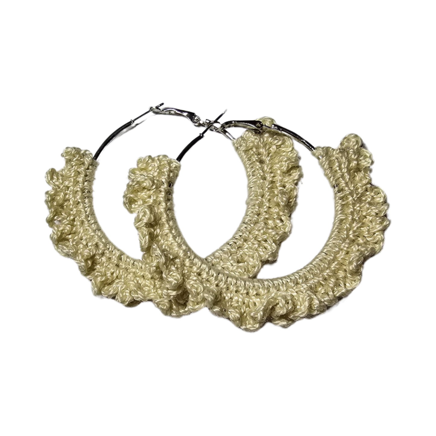 Cream Hoop Crochet Earring