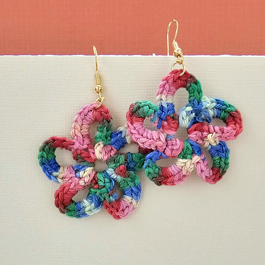 Rainbow Daisy Crochet Earring