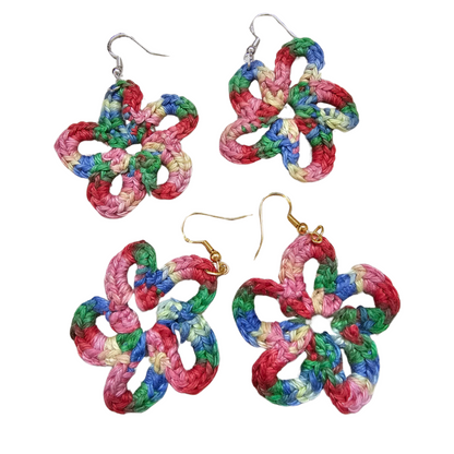 Crochet Earrings - Rainbow Daisy