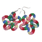 Crochet Earrings - Silver - Rainbow Daisy