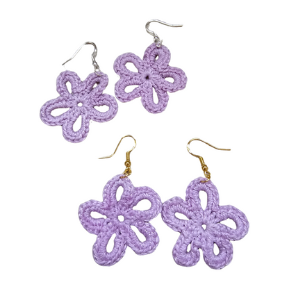 Crochet Earrings - Lavender Daisys