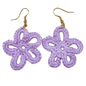 Crochet Earrings - Gold Lavender Daisy