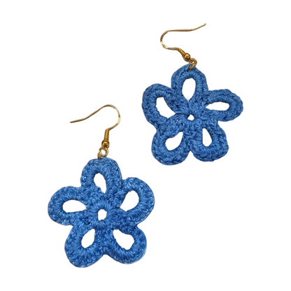 Blue Daisy Crochet Earring