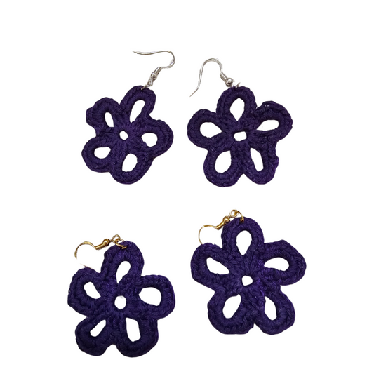 Crochet Earrings - Purple Daisy