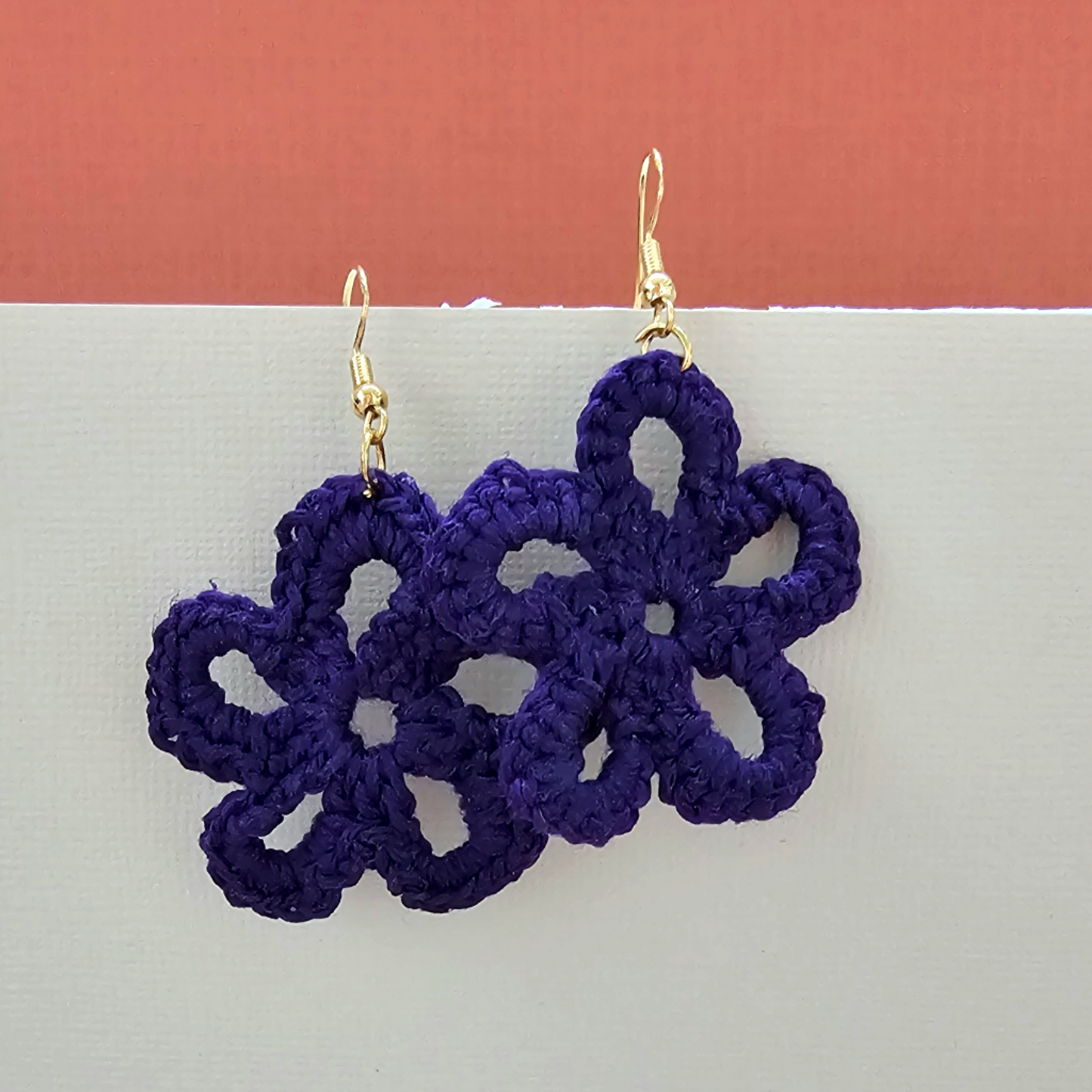 Purple Daisy Crochet Earring