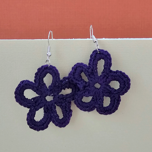 Purple Daisy Crochet Earring