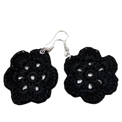 Earrings - Black Silver Fittings