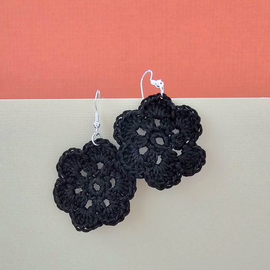 Clementine Black Crochet Earring