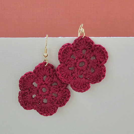 Clementine Red Crochet Earring