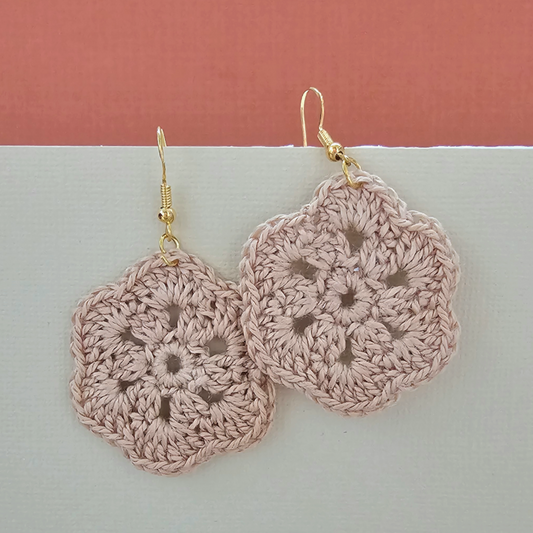 Clementine Tan Crochet Earring