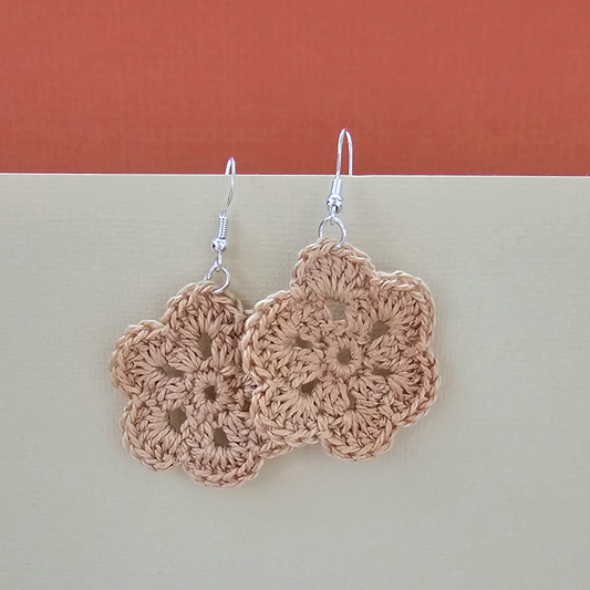 Clementine Tan Crochet Earring