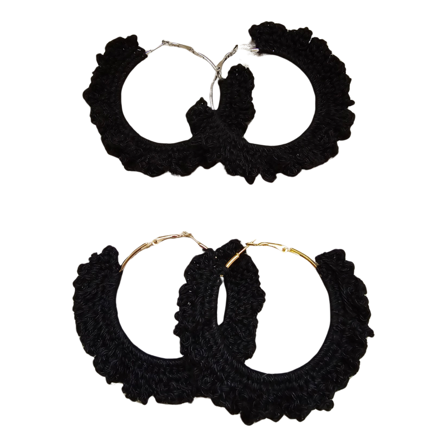 Black Hoop Crochet Earring