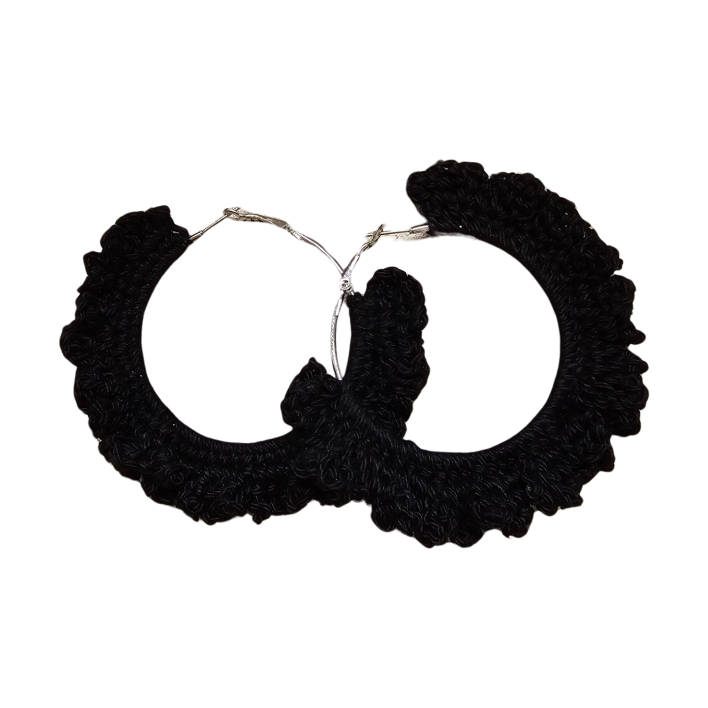 Black Hoop Crochet Earring