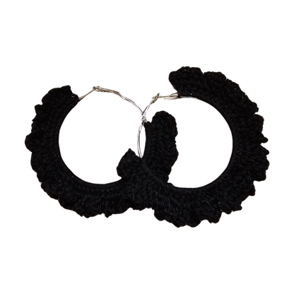 crochet earrings - silver hoops