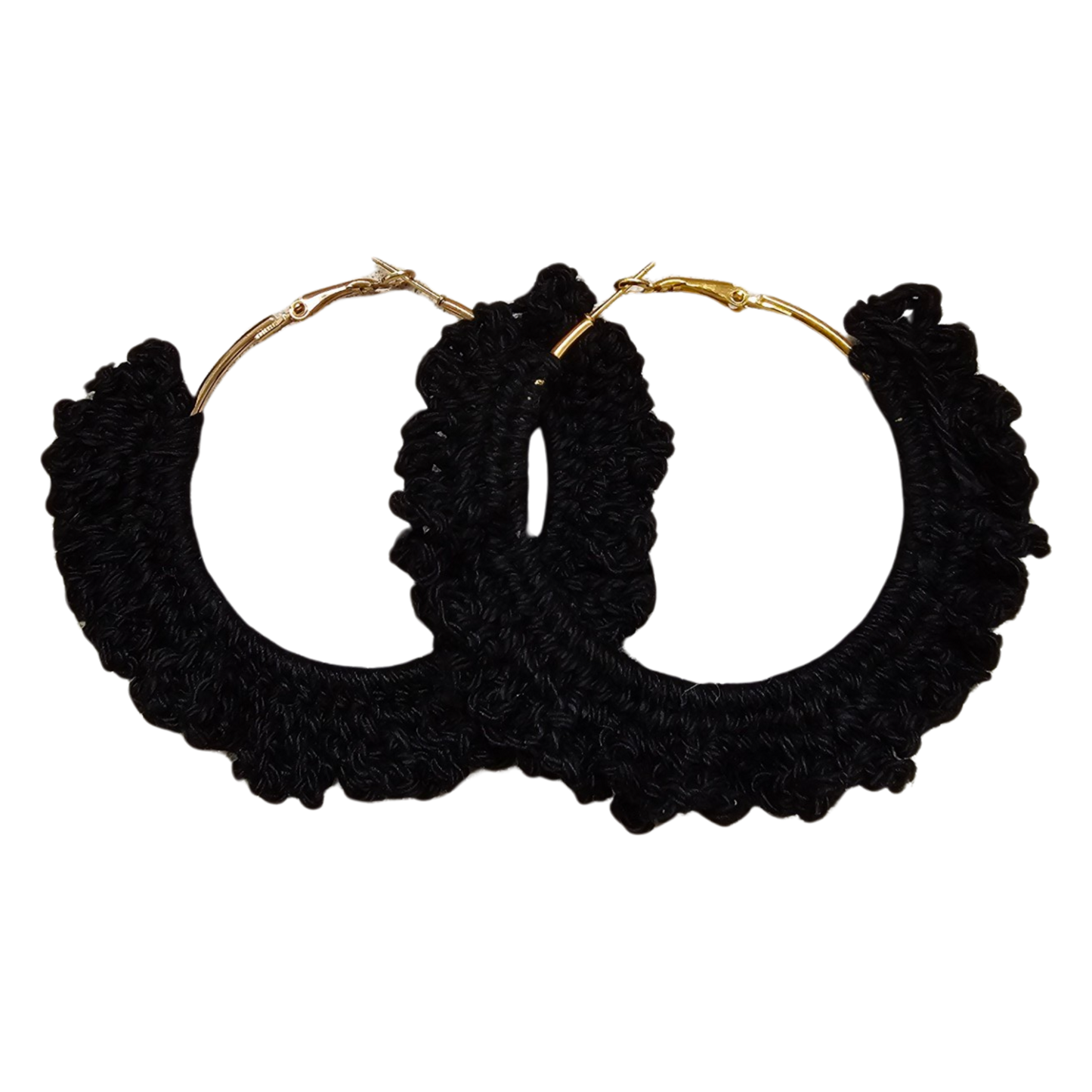 Black Hoop Crochet Earring