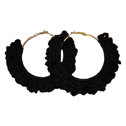 Black Hoop Crochet Earring