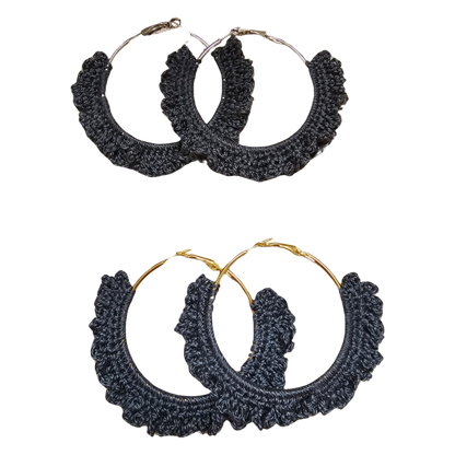 Crochet Earrings - charcoal