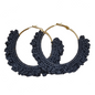 Crochet Earrings - Gold Charcoal hoops