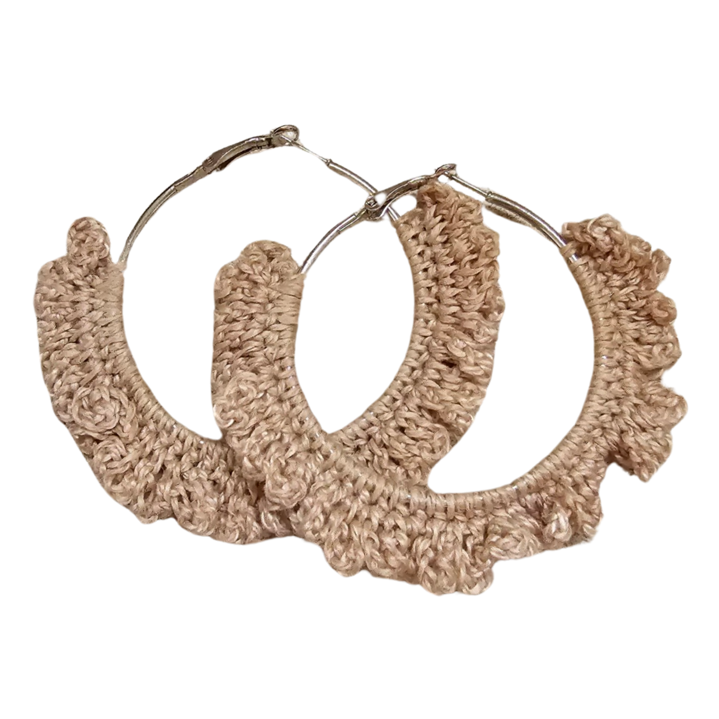 Tan Hoop Crochet Earring