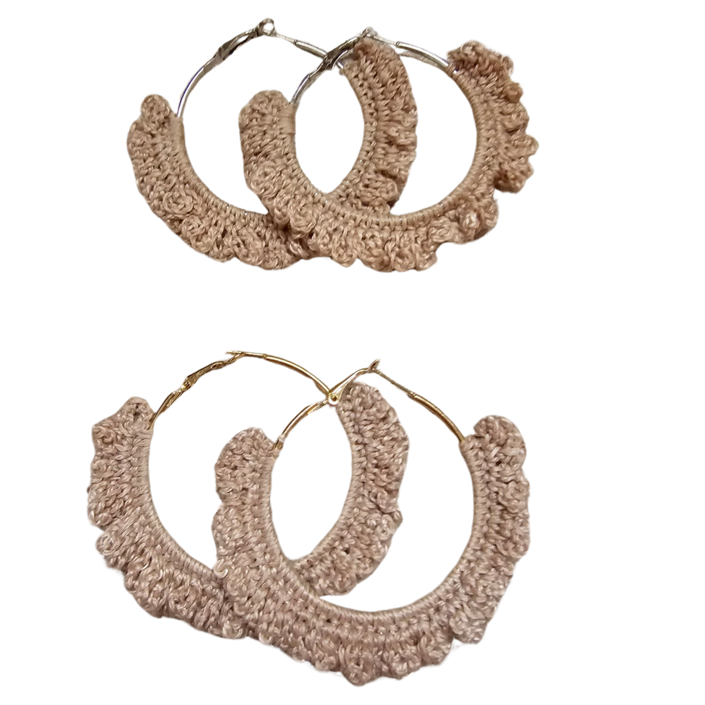 Tan Hoop Crochet Earring