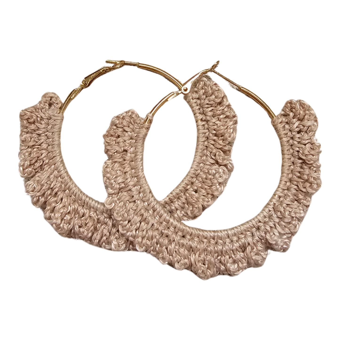 Tan Hoop Crochet Earring