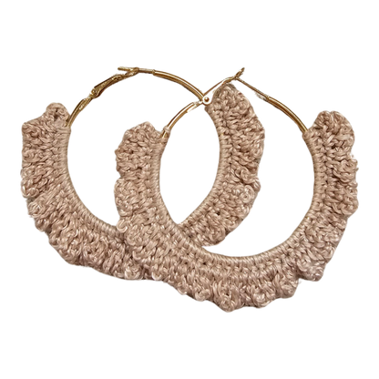 Tan Hoop Crochet Earring