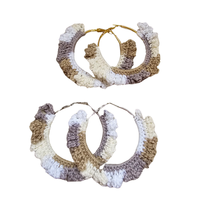 Crochet Earrings - Earth tone hoops