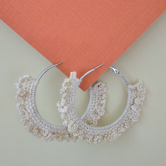 Cream Hoop Crochet Earring