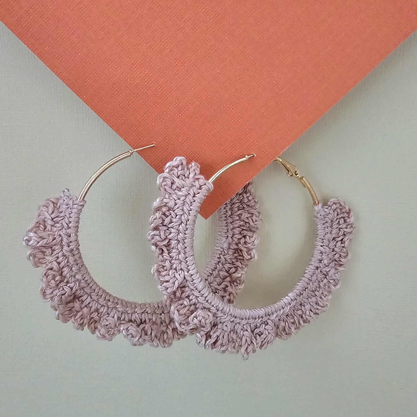 Tan Hoop Crochet Earring