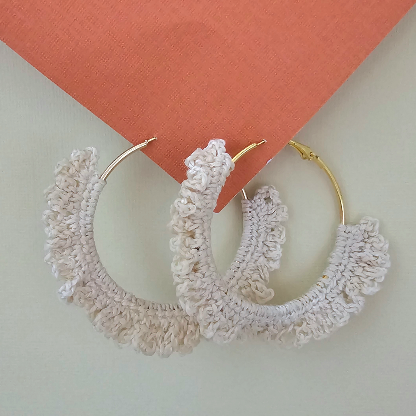 Cream Hoop Crochet Earring