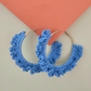 Blue Hoop Crochet Earring