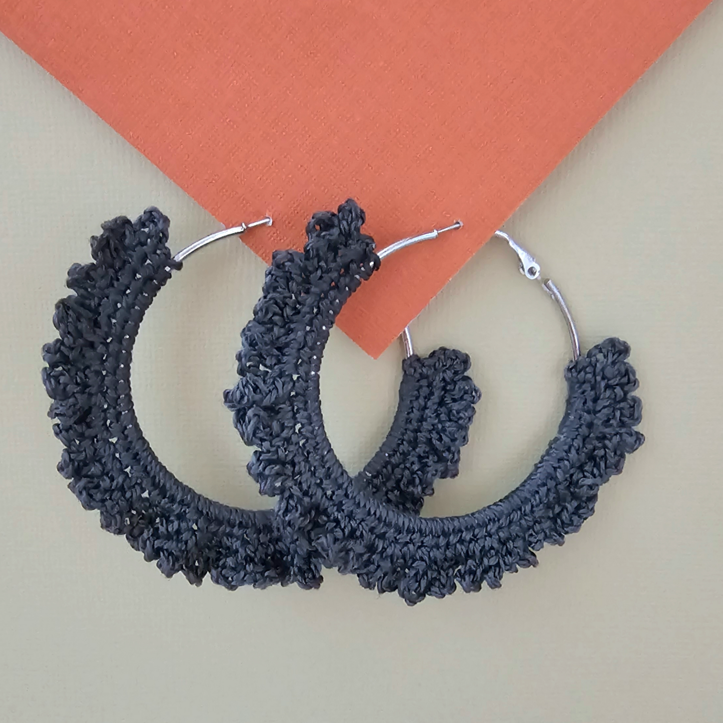 Charcoal Hoop Crochet Earring