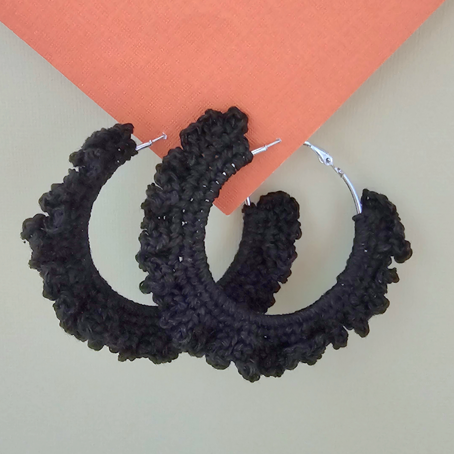 Black Hoop Crochet Earring