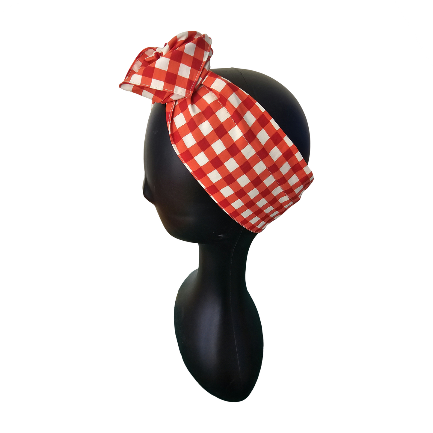 Red Check Wire Headwrap