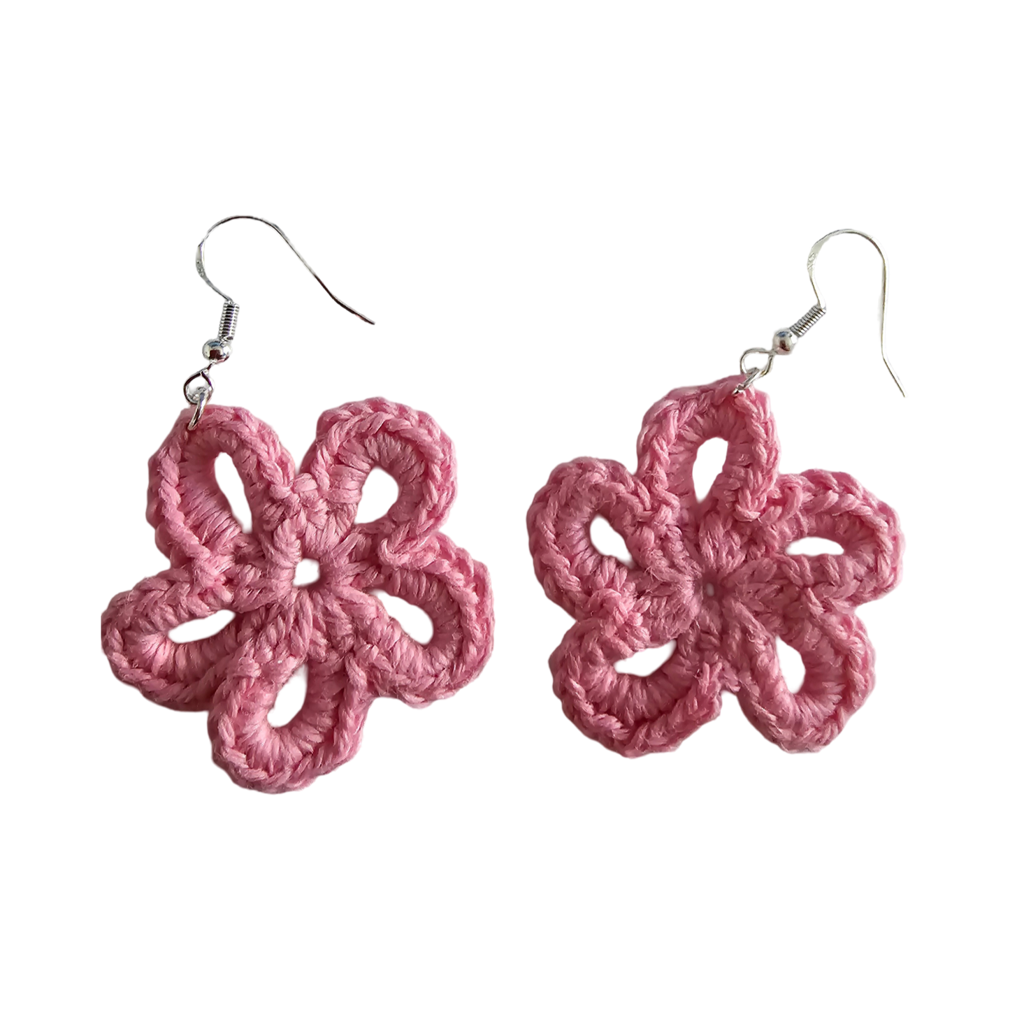 Pink Daisy Crochet Earring