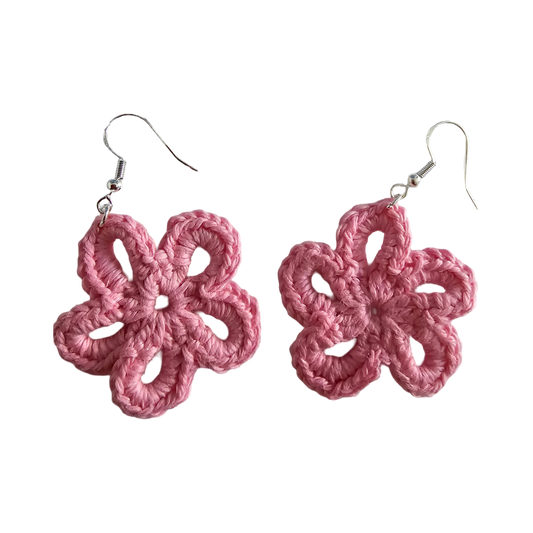 Pink Daisy Crochet Earring