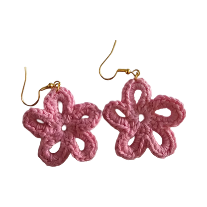 Pink Daisy Crochet Earring