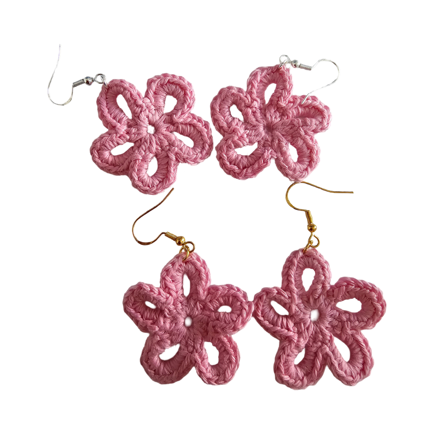 Pink Daisy Crochet Earring