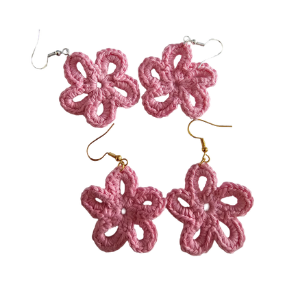 Crochet Earrings - Pink Daisy