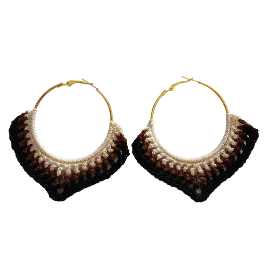 Crochet earring - gold trio hoops